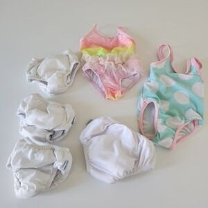 Baby Girl Bathing suit Reusable Absorbent Swim Diaper Pull On Bundle 12 months